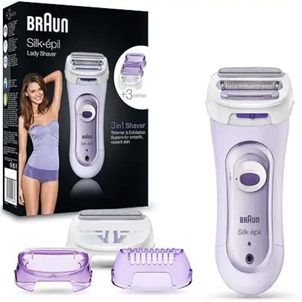 Braun LS5560 шелковая и мягкая Женская бритва lila / Silk epil Lady 3 в 1 с дополнительными принадлежностями.