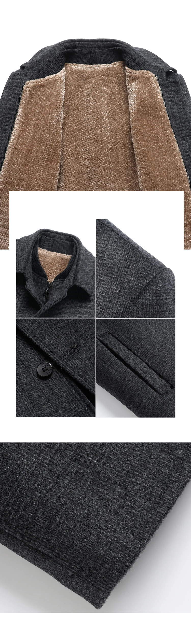 Wool Blends Mens Casual removable vest plus fleece thickened waist for formal wool trench men woolen coat_voghion.com