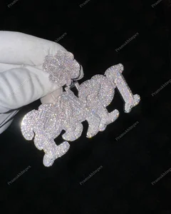 New Latest Luxury Custom Name Letter PAPI Iced Pendant 925 Sterling Silver Pass Diamond Tester VVS Moissanite Party Claw Setting