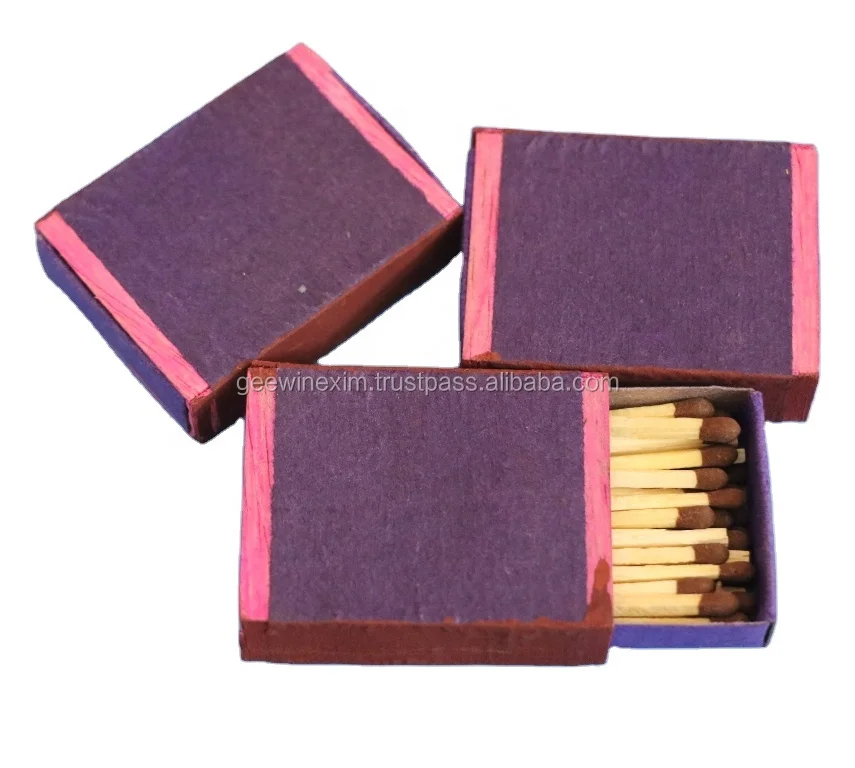 Veneer Match Box with Safety Features Colorful or Black Printed Logo Wooden Stick Wax Glass for Weddings or Household Use