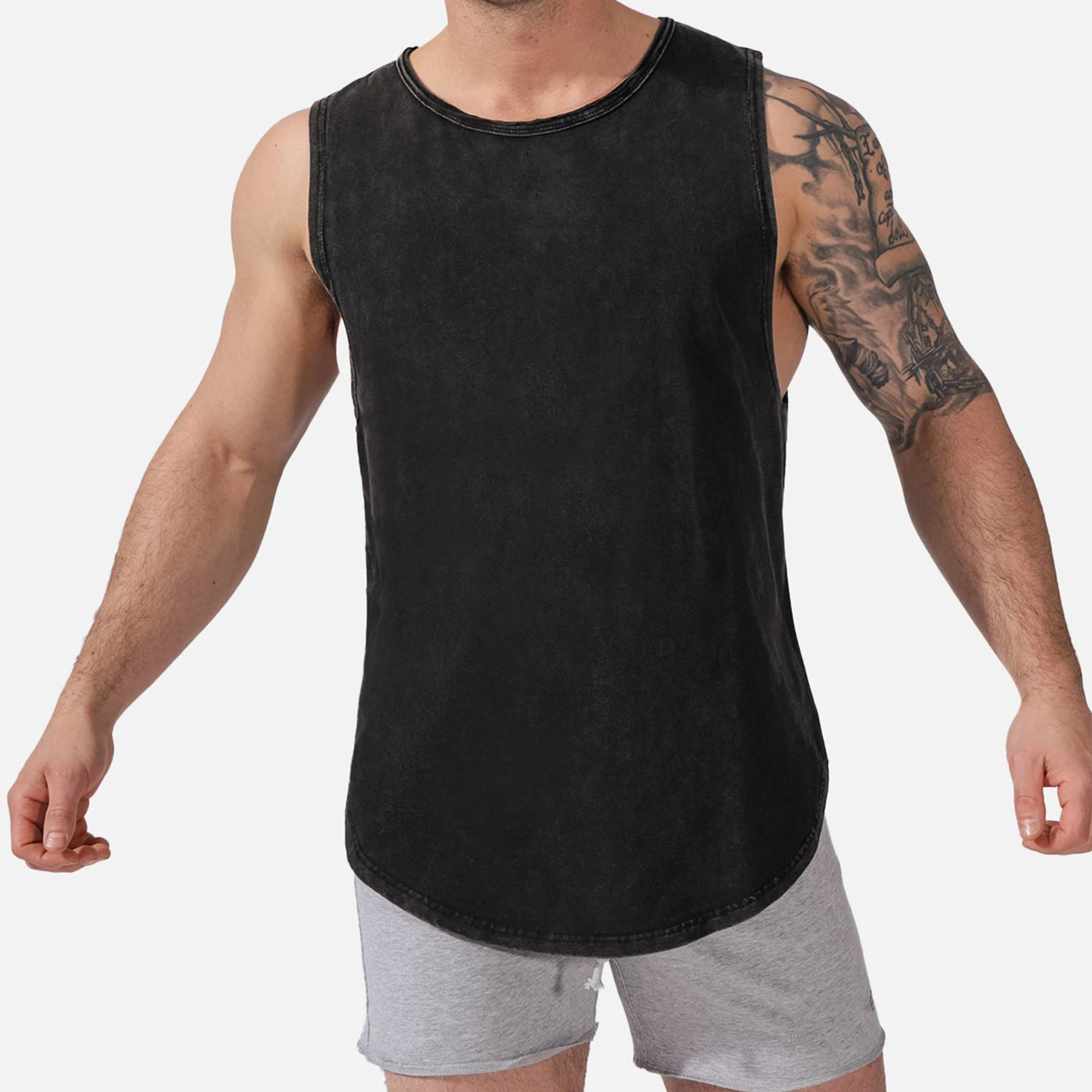 OEM Bodybuilding Stringer Hoodie Stringer Tank Top Workout Vest Gym Hoodie Men's Tanktops with Custom Logo