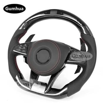 LED Steering Wheel Customized Carbon Fiber Fit for Benz Mercede-s AM-G CLA GLC GLB GLS GLE C63 E63 W176 W205 W213 2015-2018