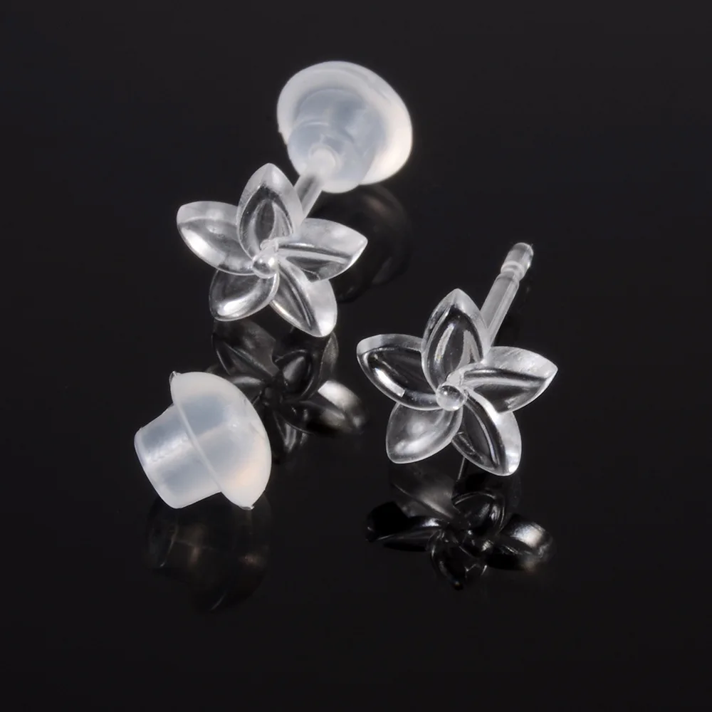 Poennis Acrylic Earlobe Cartilage Piercing Retainers Clear Plastic