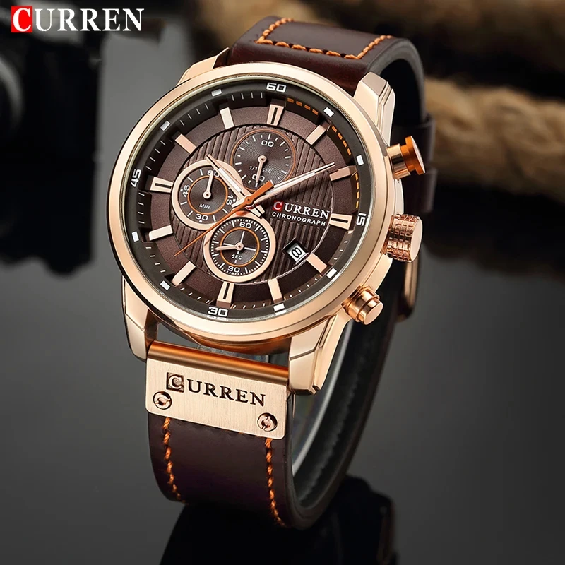 CURREN Luxus Herren Chronograph Quarzuhr Wasserdichte Mode Sport