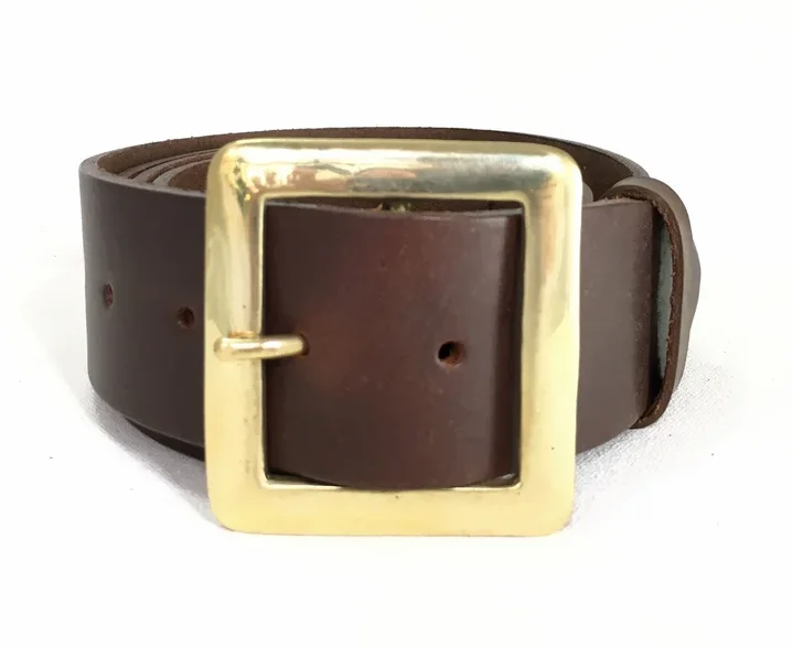 Popular Men's Waist Belt Factory New Brown Full Grain Leather with Steel Pin Buckle Fashionable Genuine Leather Belt