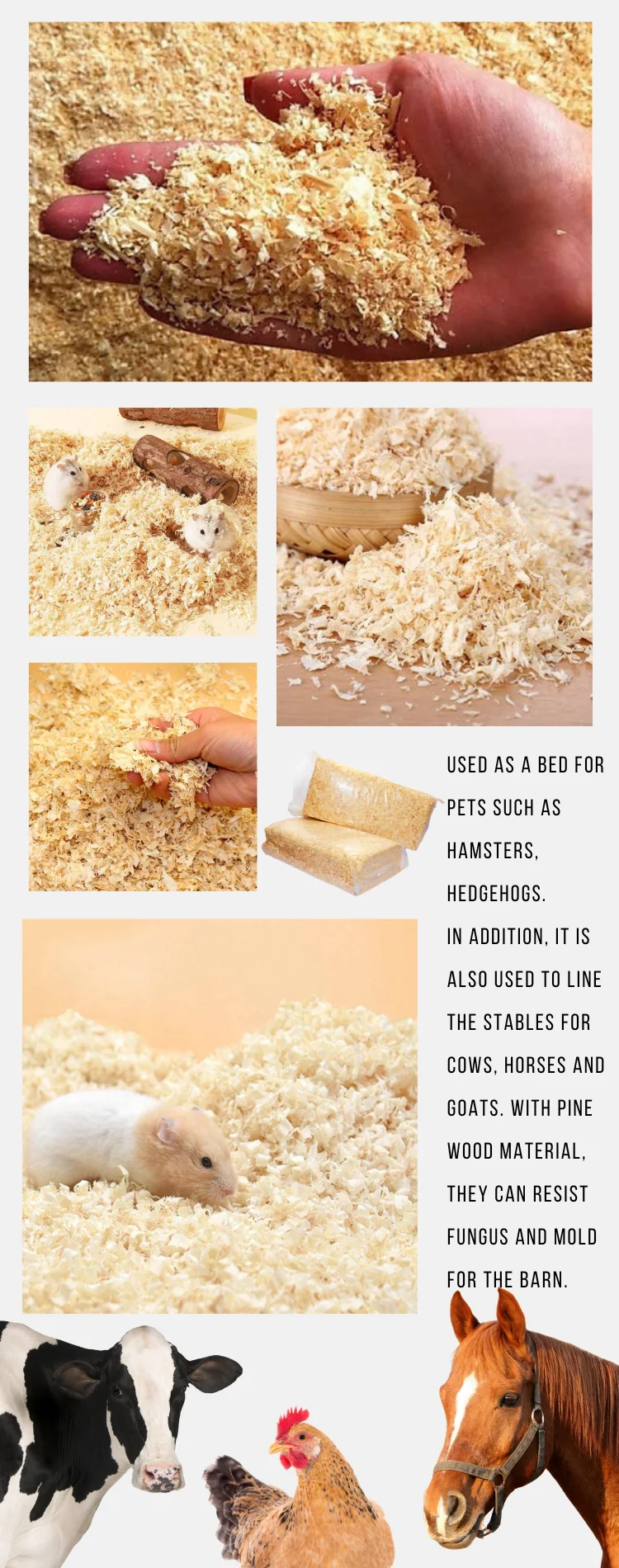 Wood Shaving For Cattle's Bed Pine Wood Compress Block 20kg Jumbo