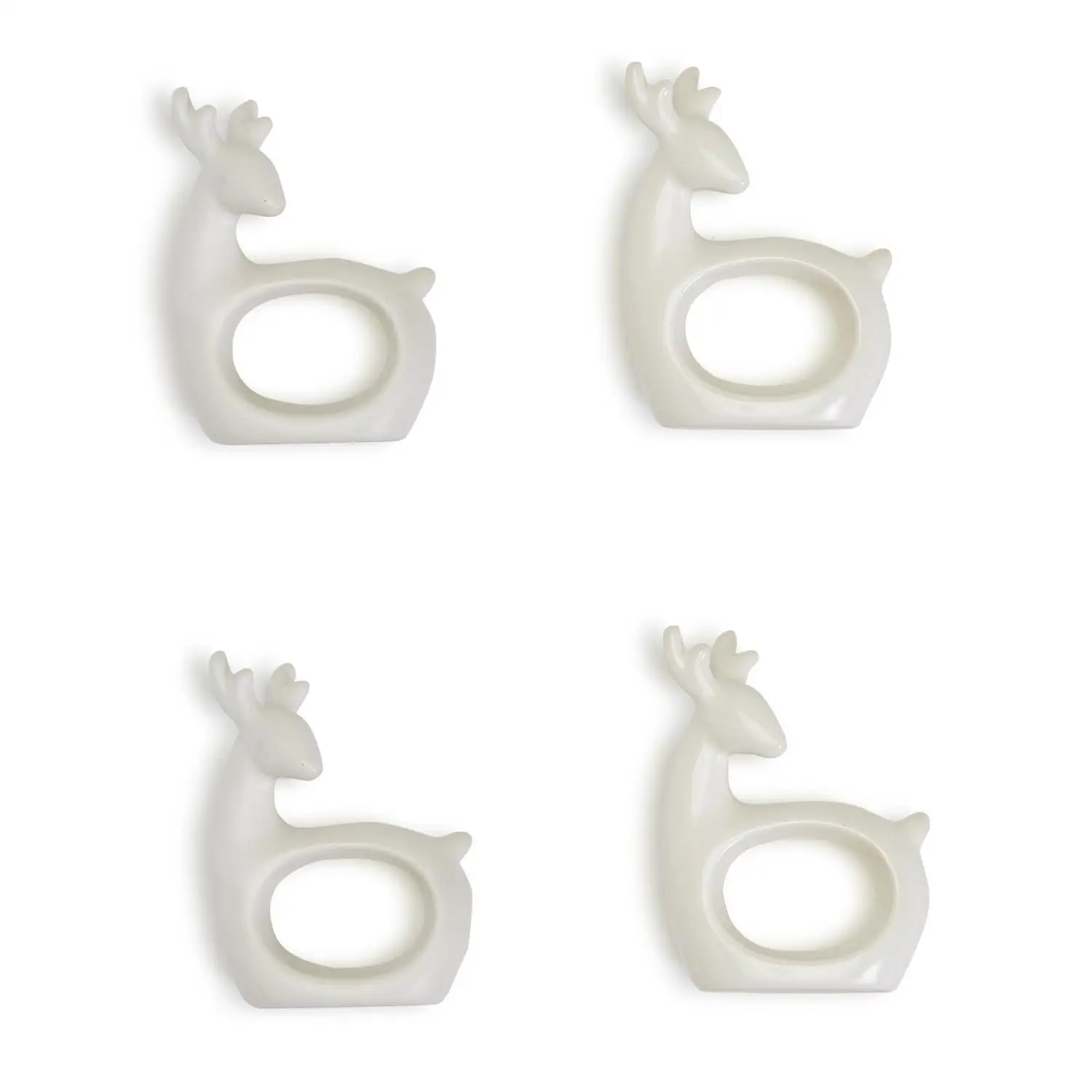 Set of 4 Deer Design Custom Christmas Porcelain Ceramic Napkin Holder Ring for Dinner Party Wedding