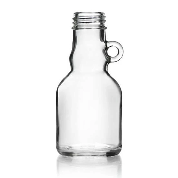 Custom 50ml 100ml Small Glass Clear Growler Bottle with Handle Screw Closure Cap Gin Whiskey Glass Mini Bottles in Stock Carboy Demijohn