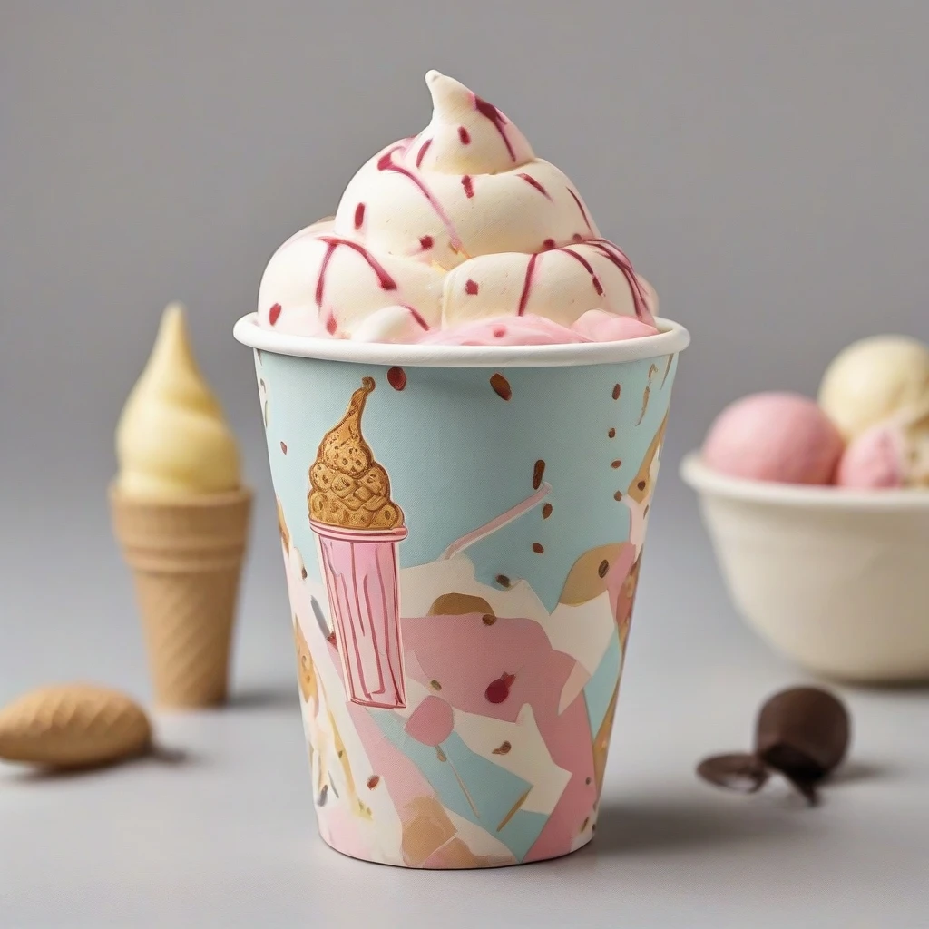 Custom New Style Ice Cream Paper Cup Small Disposable Ice Cream Yogurt Paper Bowl With Lid