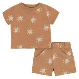 Wholesale High Quality Two Piece Suns T-Shirt and Shorts Set Baby Boys Clothing