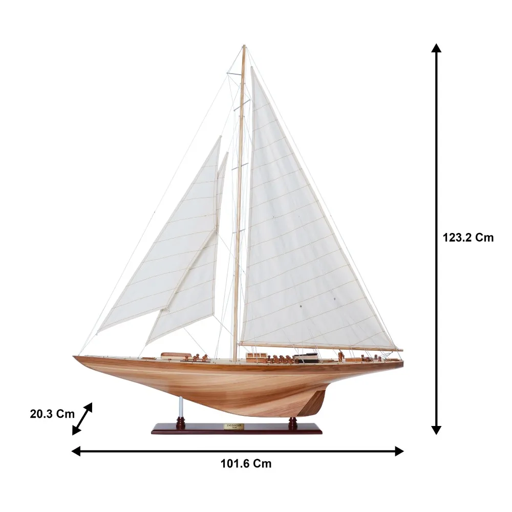 奋进号游艇XL木制帆船，带航海风格帆船模型，用于家庭办公室装饰