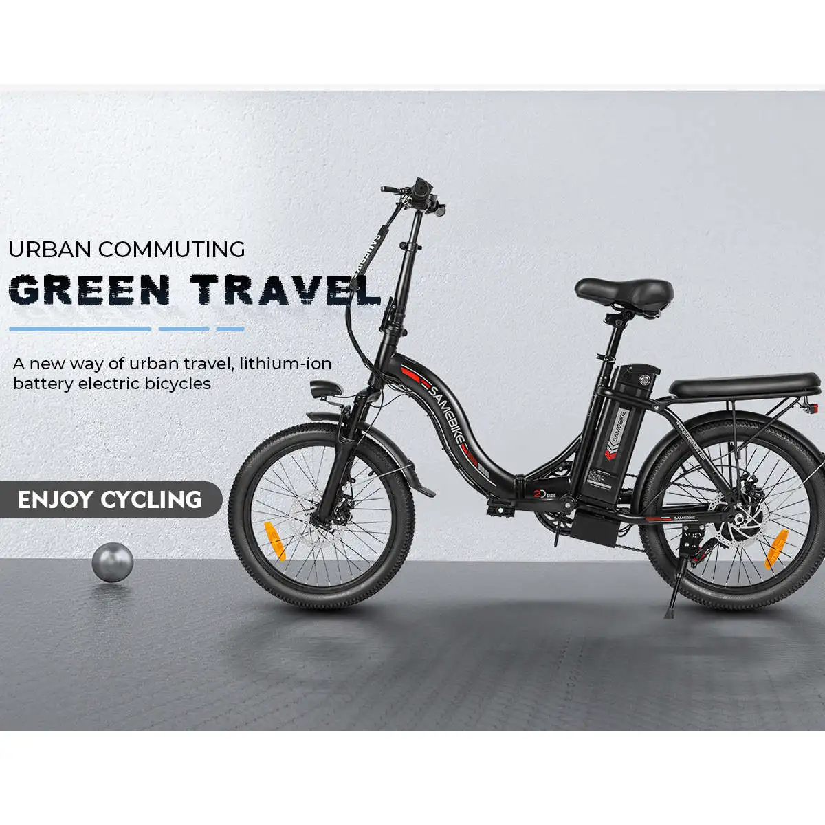 CY20 Tragbares elektrisches Citybike für Pendler mit Hinterradnabenmotor, 15-Ah-Bleiakku, einem Gang und 50 km Reichweite pro Ladung.