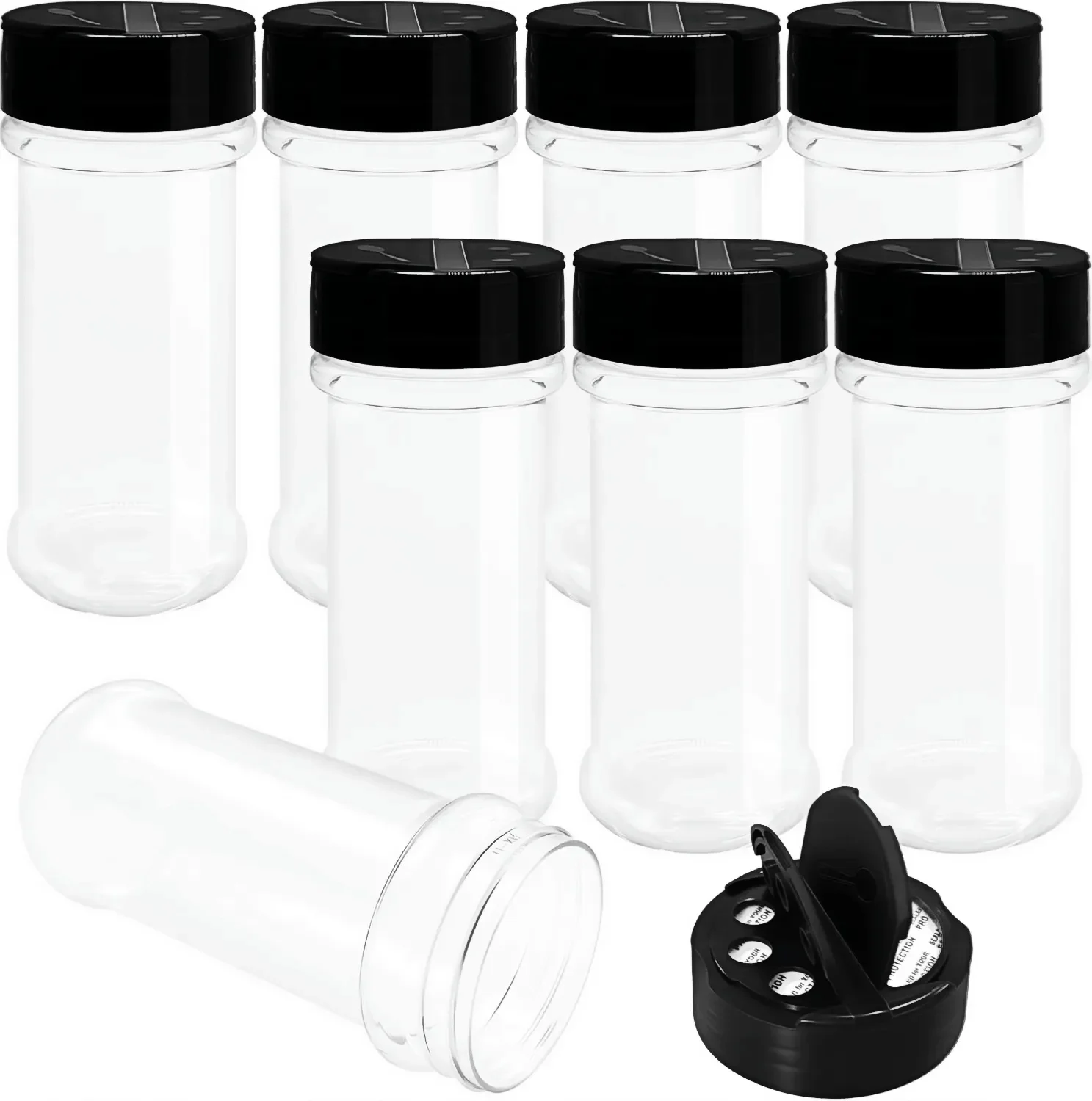 PET Empty Plastic Seasoning Bottles Spice Shaker Powder Containers Pepper Salt Jar With Flapper Cap Spices Jars Set