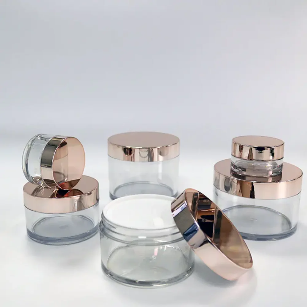 High Quality Cosmetic Jars Pet Cosmetic Jars With Plastic Plating Lids