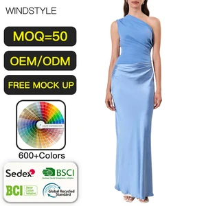 Women's Sleeveless Backless Long Dresses Casual Daily Asymmetrical Neckline Breathable Backpack Floor-Length for Summer Dresses