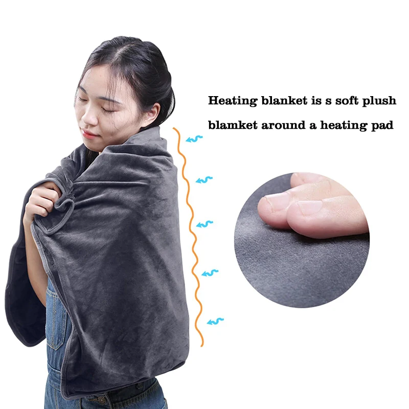 wholesale wearable electric heated throw blanket shawl 3 gears adjustable electric blanket back neck for winter