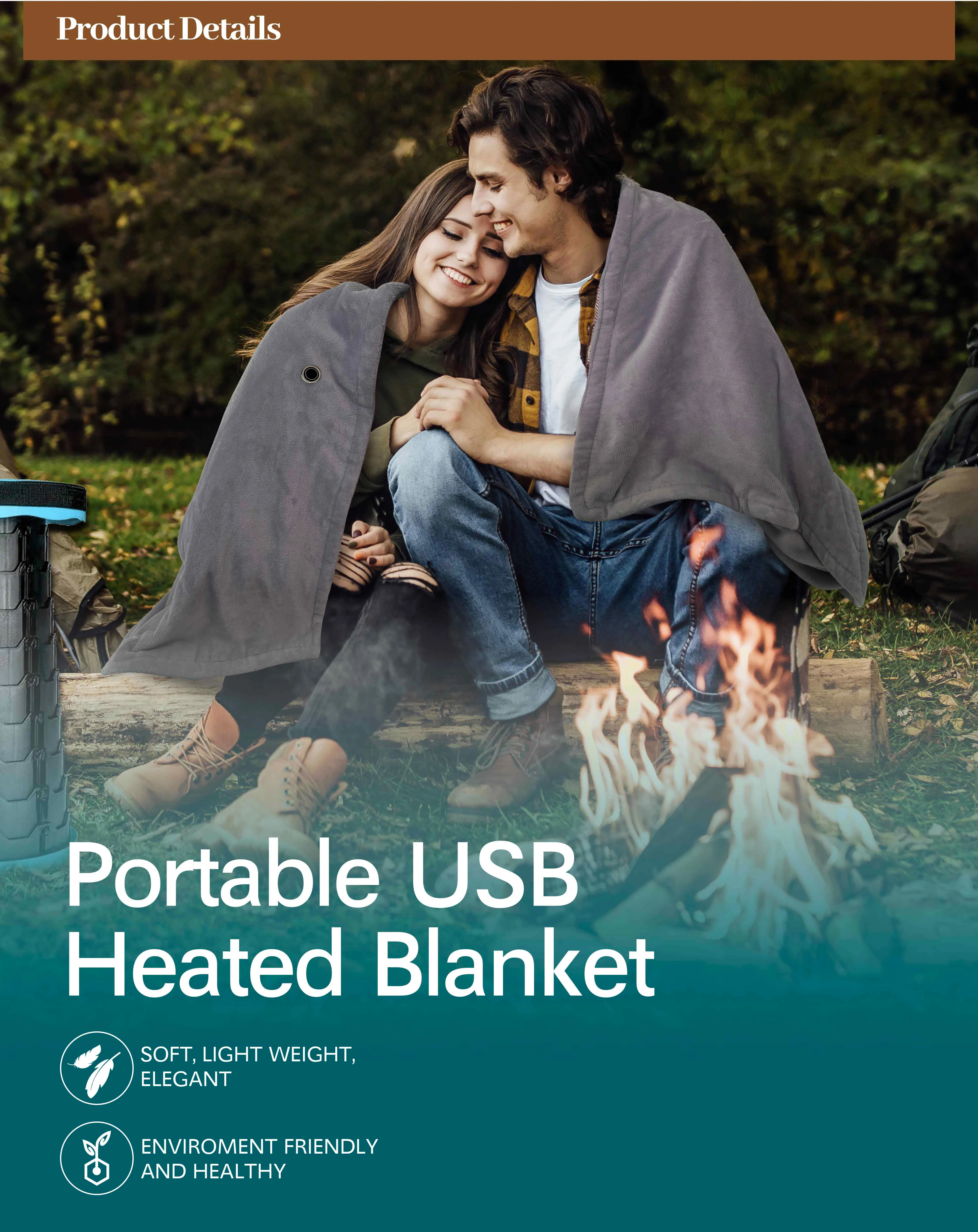 Heated Blanket, USB, 100% Polyester, LH002B - detail 2
