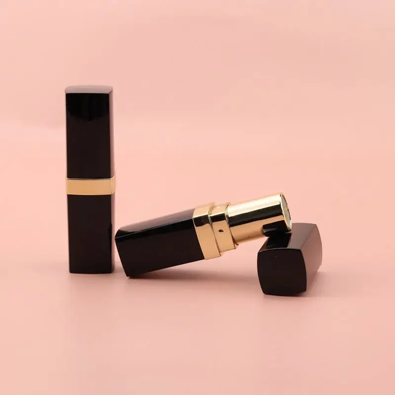 Wholesale Square Black Empty Lipstick Tubes with Gold Middle Cosmetic Lipstick Containers Bulk In-Stock