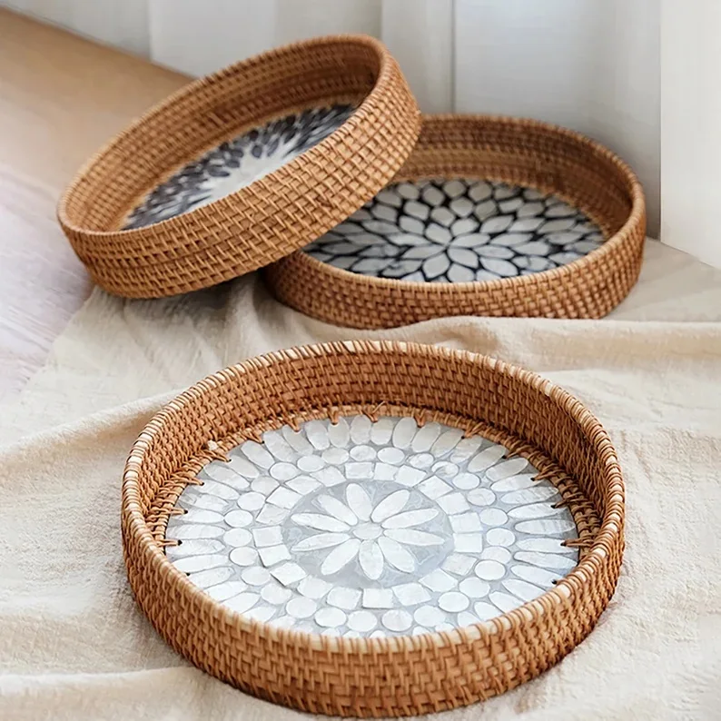 Wholesale Rattan Serving Tray Wicker Serving Tray Rattan Tray Handmade