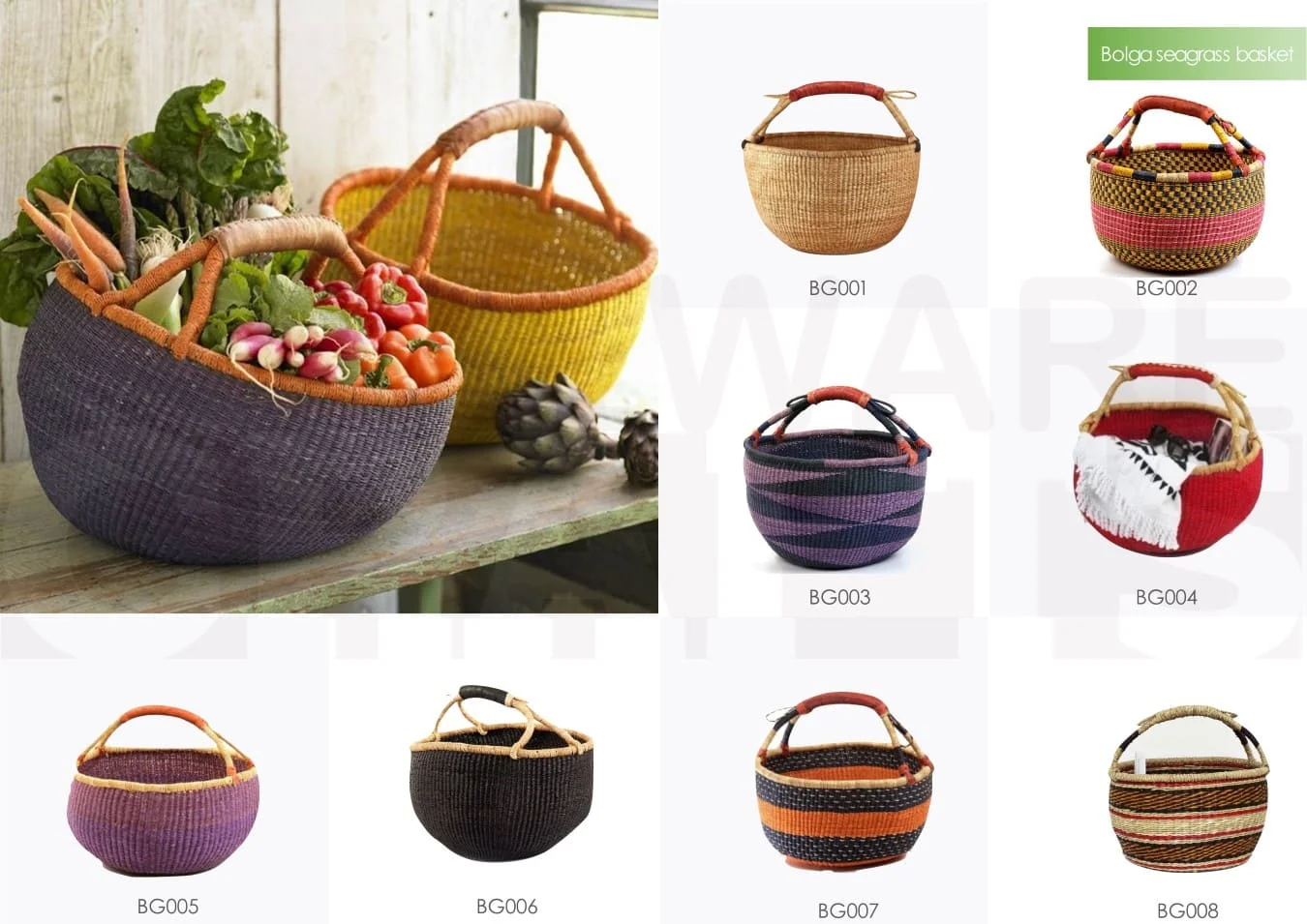 Hot Item Straw Wicker Woven Round Seagrass Bolga Baskets Cheapest
