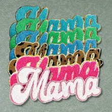 Wholesale Glitter MAMA Chenille Patch Iron on Sew on Jackets Hoodies Jeans or Hats