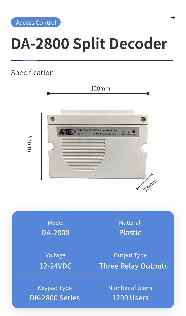 Da2800 Access Control Split Decoder For Apo Dk2800 Series Keypad With