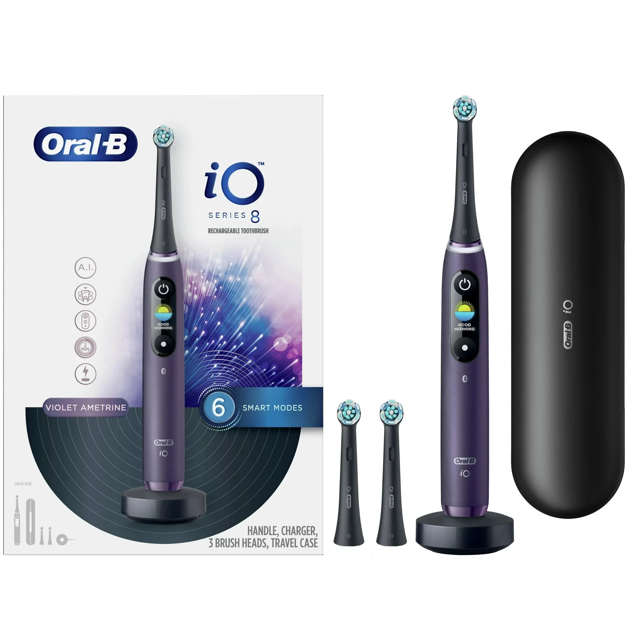 Oral-b Io Series 8 Electric Toothbrush With 3 Brush Heads,Violet ...