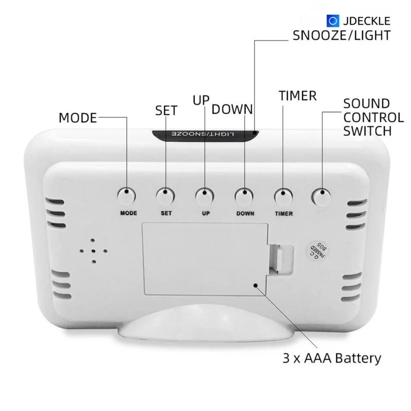 Jumbo Display Big Voice Control LCD Screen Alarm Night Light Table Clock for Home and Student