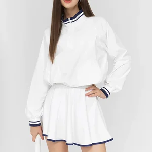 Custom Front Logo Summer Anti-UV Tennis Half Zipper Jacket High Waist 2 in 1 Skirt with Pocket Padel Pickleball Wear