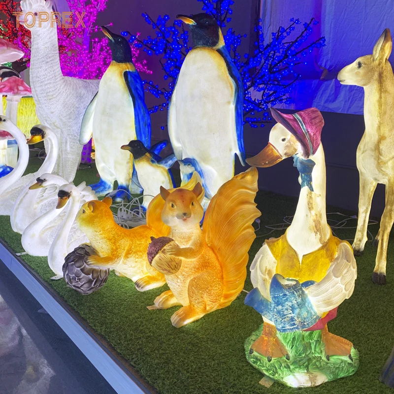 Commercial Level Durable Outdoor LED Resin 3D Sculpture Christmas Rabbit and Animals Motif Light for New Year Projects