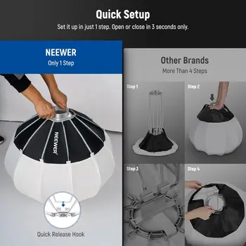 NEEWER 20"/50cm Lantern Softbox One Step Quick Release, 360 Light Diffuser with Skirt, Bowens Mount for Video Light CB60 CB100 detail image