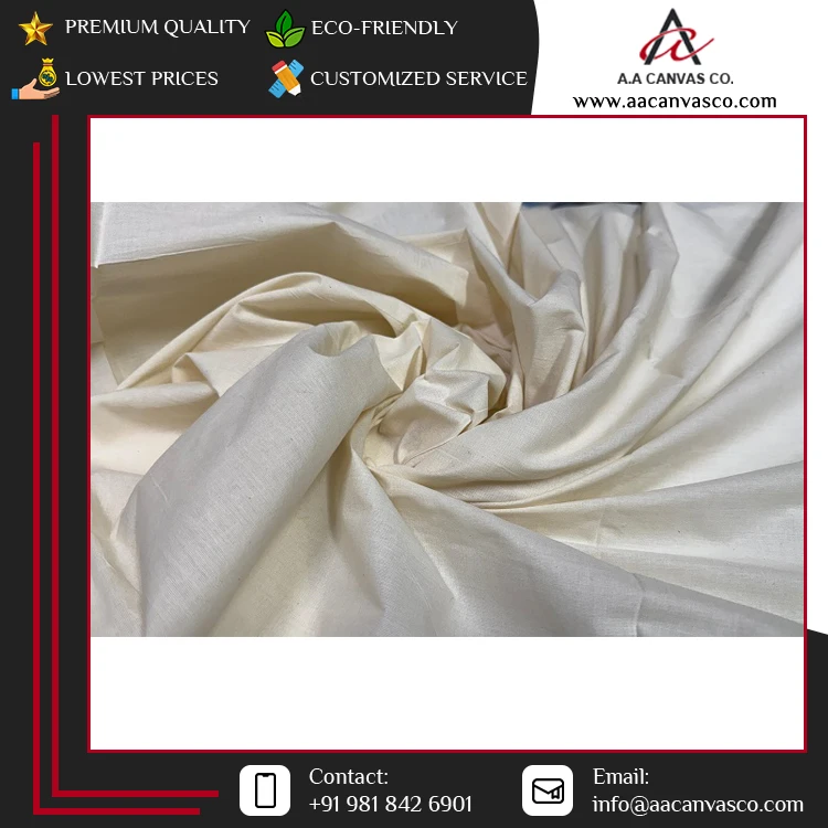 Leading Exporter of Highest Quality Textile Raw Material Lightweight 100% Organic Recycled Muslin Cotton Fabric From India