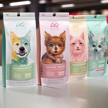 Custom packaging Pet Food 8 Side Seal Air Valve Flat Bottom pouch zipper packaging dog food cat litter 5-25KG Plastic mylar bag