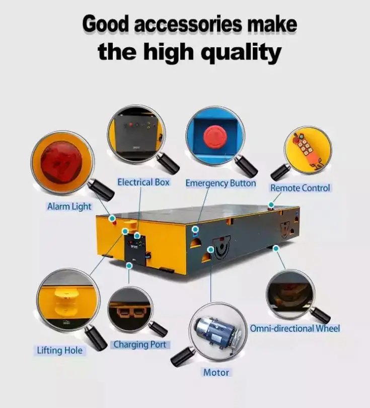 Battery Operated Motorized Electric Trackless Platform Production Line Billet Trolley Mold Transfer Cart