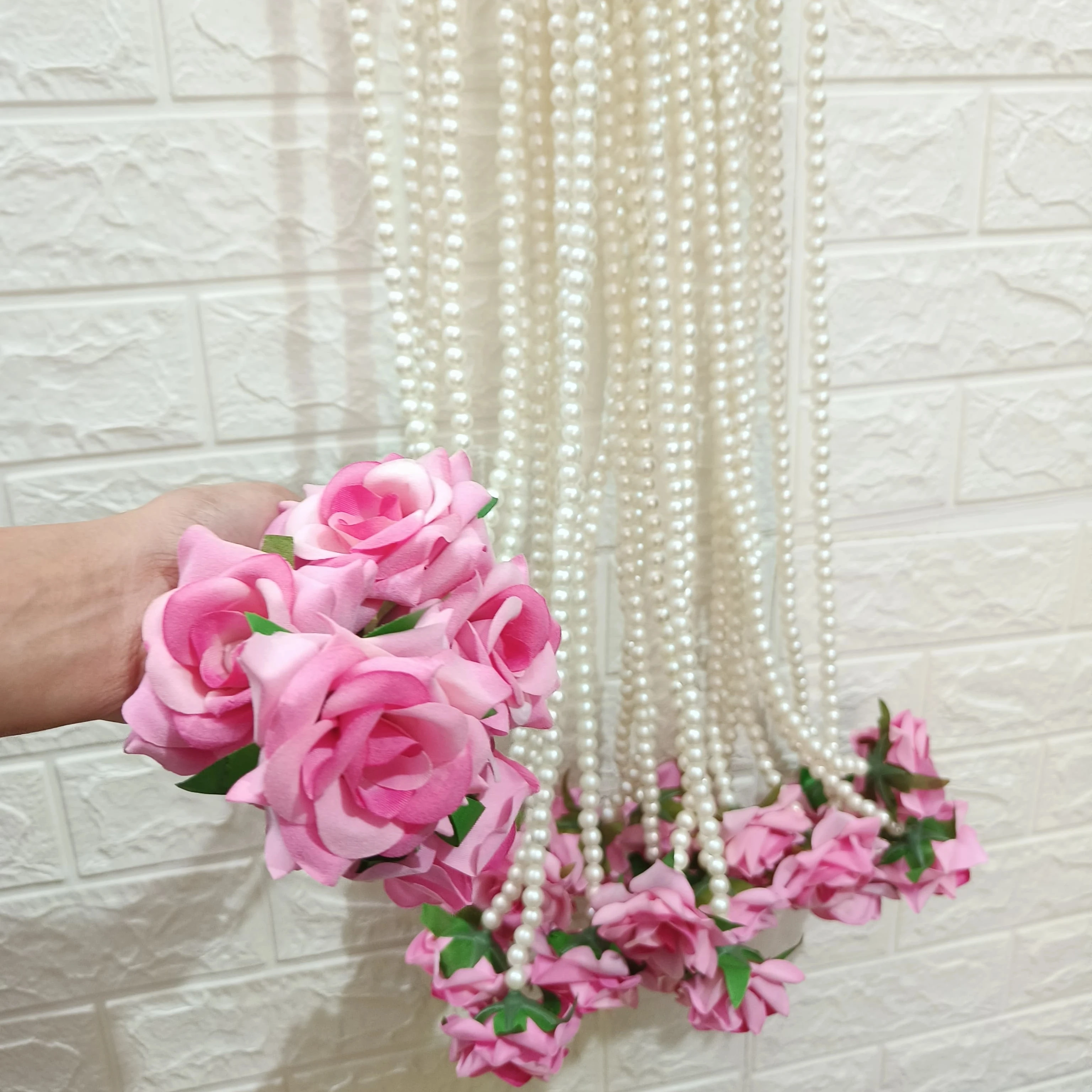 Rose Pearl Garland Nikah Partition Flower String Indian Wedding