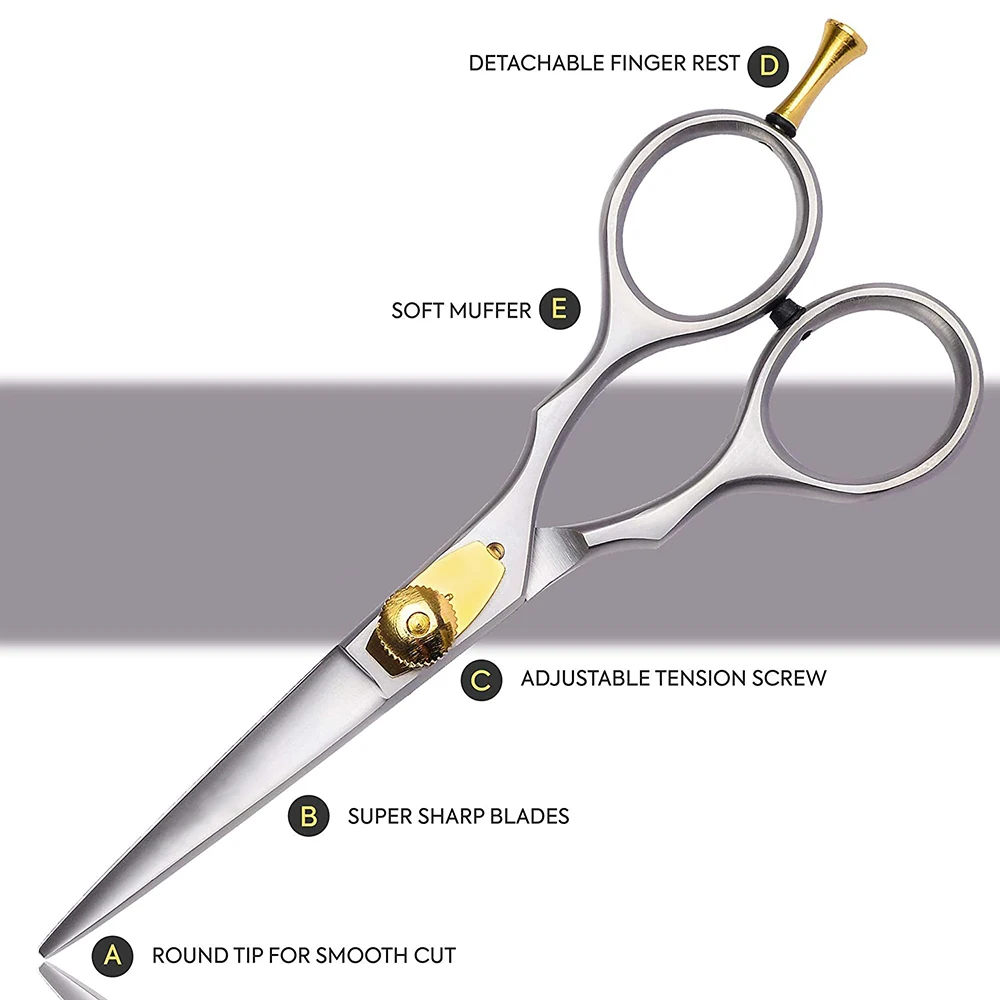 High Quality Hair Barber Scissor 5.5" Gold Adjustable Screw And Finger