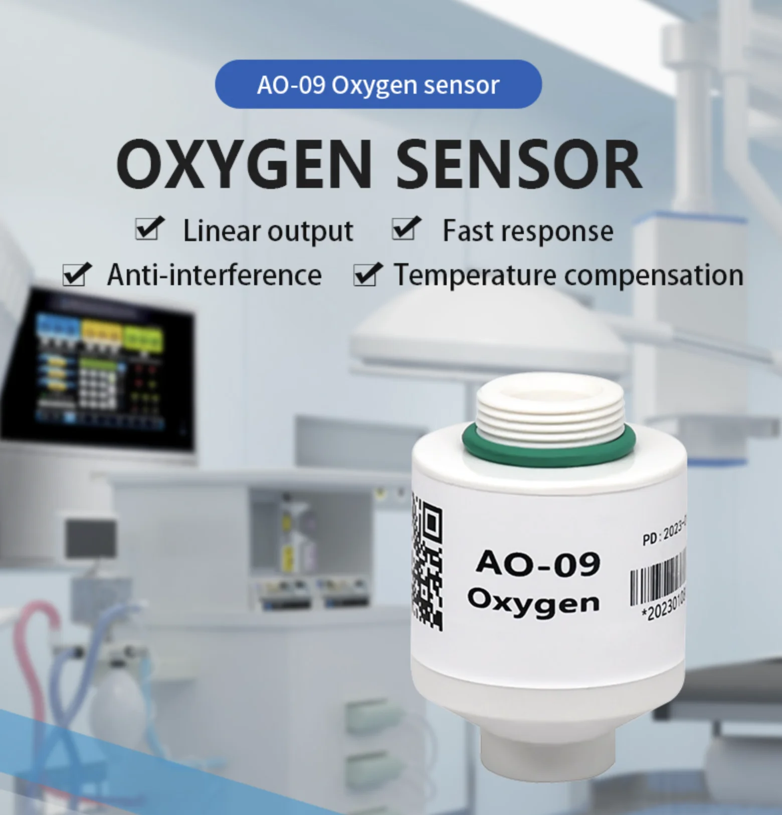 Electrochemical Oxygen Sensor Medical Oxygen Sensor Ao-09 - Buy Oxygen ...