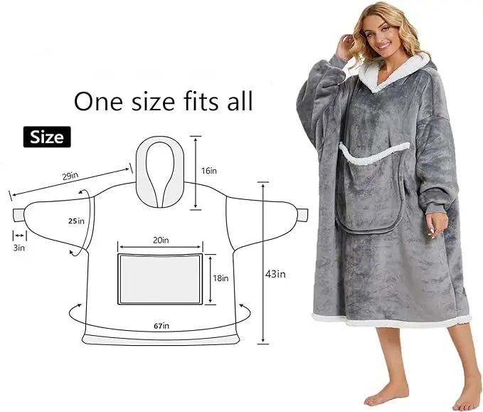 High Quality Hoodie Blanket Sienna Extralong Hoodie Blanket Twosided Giant Pocket Wearable