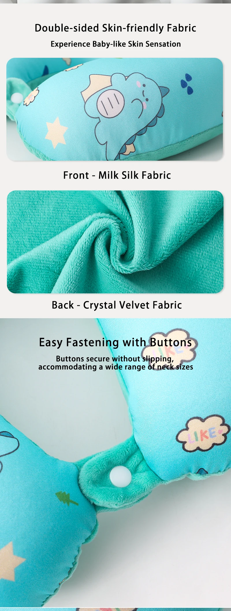 Cutie Microbeads U Shaped Travel Pillows Dual Side Skinfriendly Neck