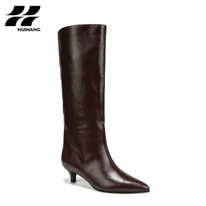 Women's Stylish PU Leather Knee-High Stiletto Boots Zip Closure Fall/Winter Formal & Party Footwear with Pointed Toe