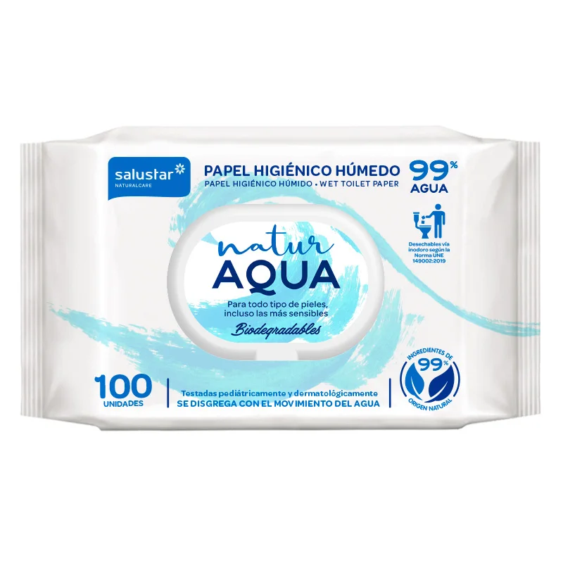 Top Quality Flushable Wet Toilet Paper Salustar Naturaqua For Cleaning