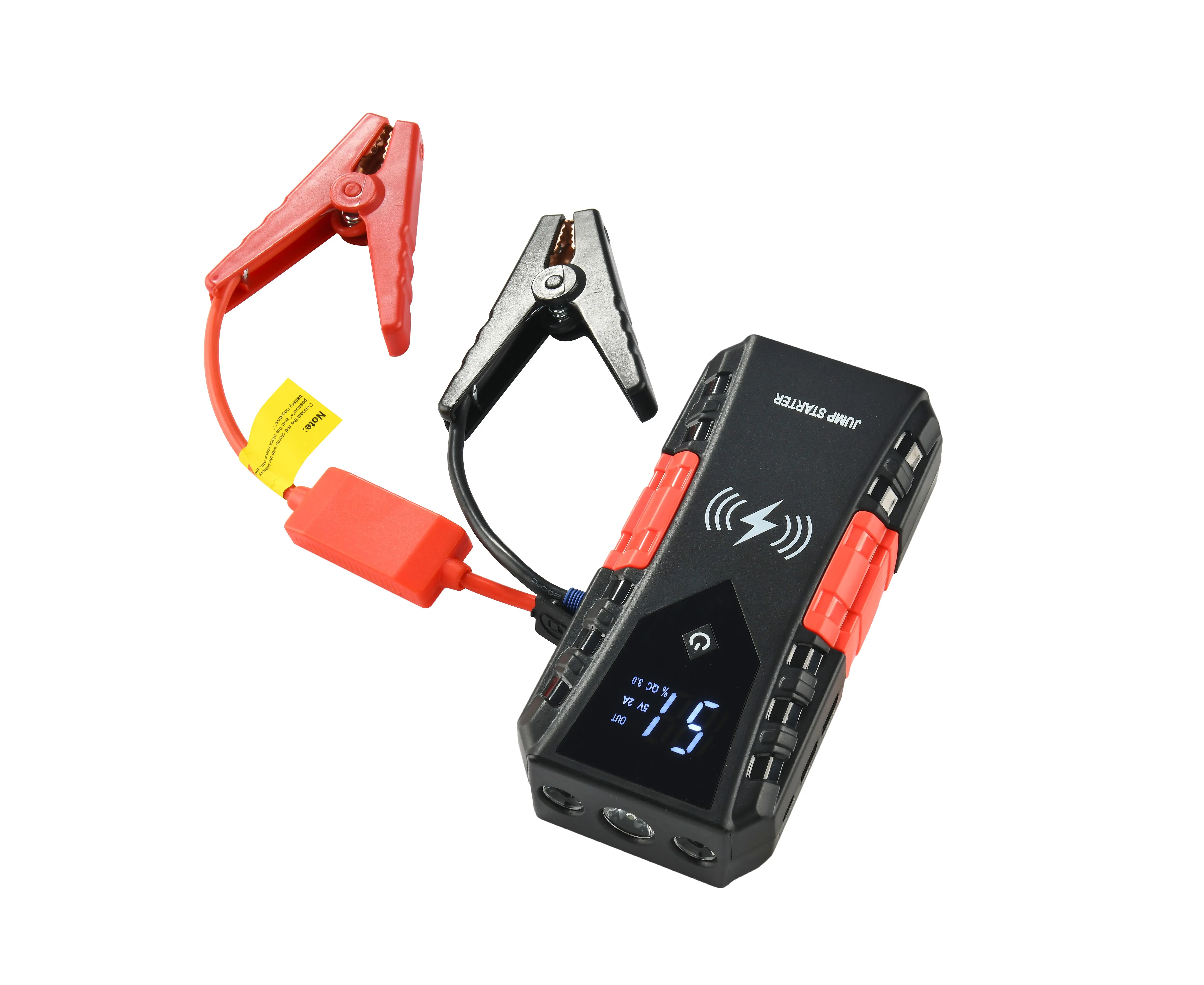 12V 8000mAh Portable Jump Starter Lithium Battery Car Battery with Air Compressor Starters Booster with Wireless Power Bank