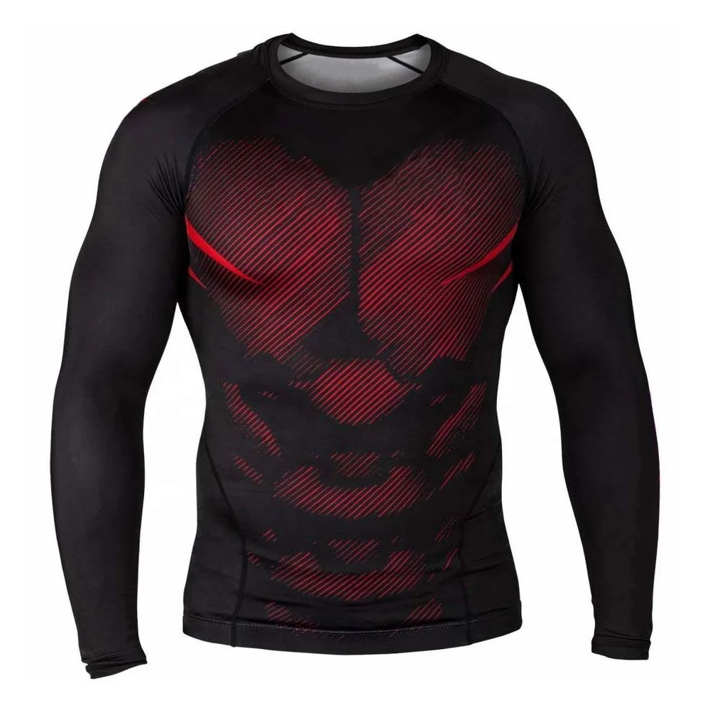MMA Rashguard Men's Long Sleeve Breathable Anti-Bacterial Quick Dry ...