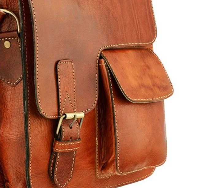 Genuine Leather Moroccan Backpack Boho Chic Shoulder Bag In Natural