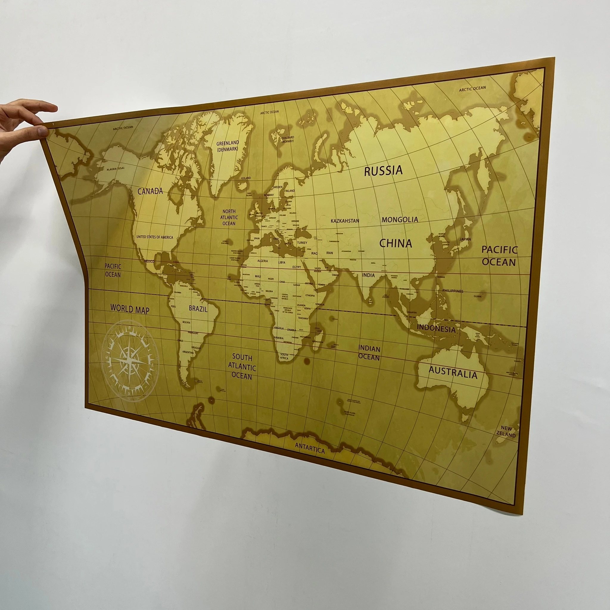 Retro Looking World Map Reusable Durable Polystyrene Material Holds The