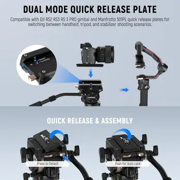 NEEWER 78" Carbon Fiber Video Tripod With Fluid Head, One Step Release Lock Tripod With 6 Level Dynamic Counterbalance, 4 Level product image