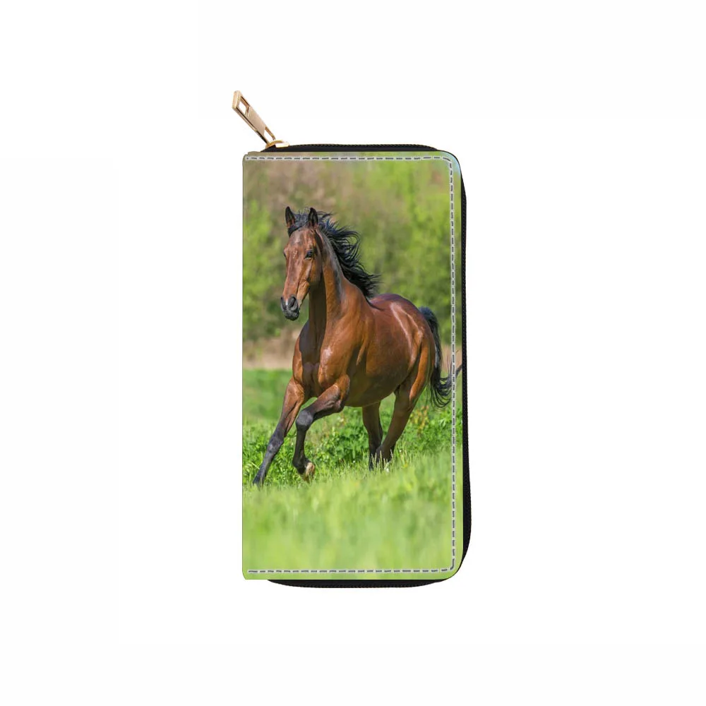 Cute Unicorn PU Leather Long Wallet - Zip Around Clutch Purse For Women