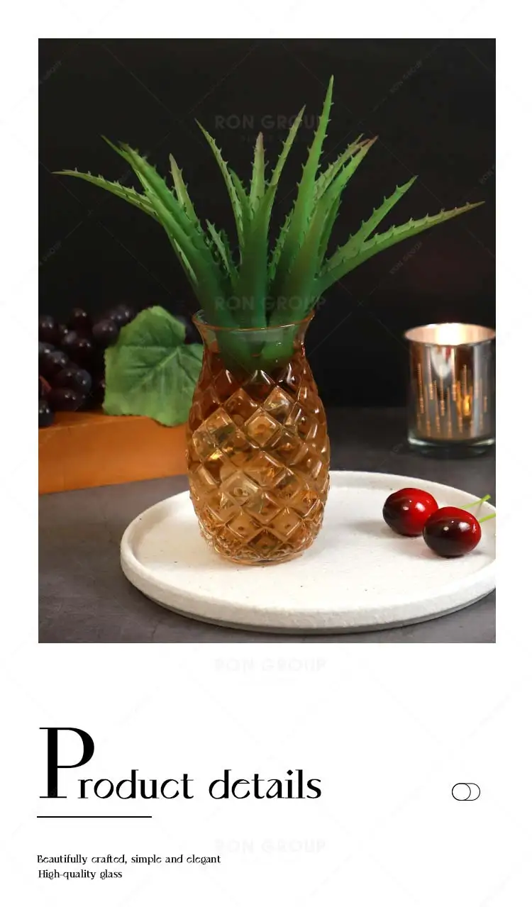 New creative design high quality restaurant party bar transparent glasses pineapple pattern cup drinking glass