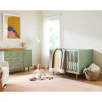 Sage Green Nursery Dresser - Elegant Kids Storage Cabinet
