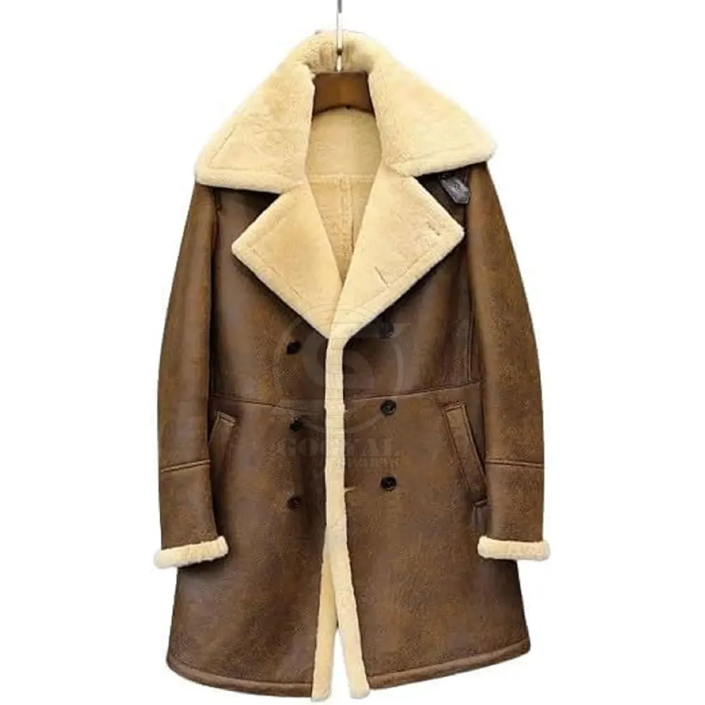 Hot Selling Men Clothing Shearling Leather Long Coat New Fashion Windproof Breathable Men Shearling Leather Long Coat